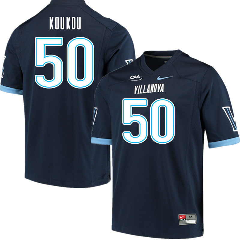 Men #50 AJ Koukou Villanova Wildcats College Football Jerseys Stitched Sale-Navy